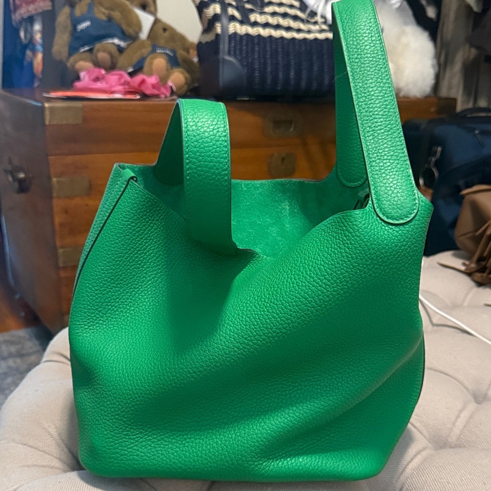 Hermes Vibrant Green Leather Satchel